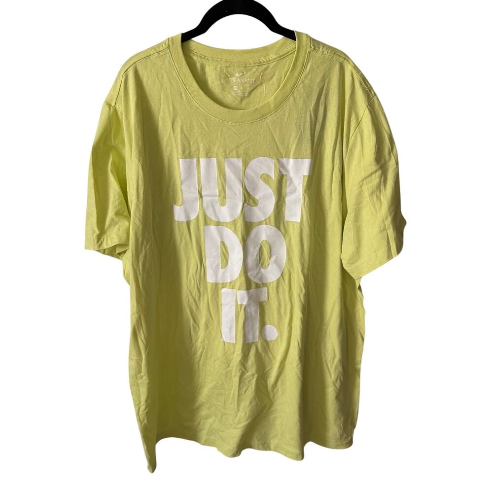 NWT Nike Mens Size 2XL T-Shirt Just Do It Neon Yellow Green Tee Short Sleeve